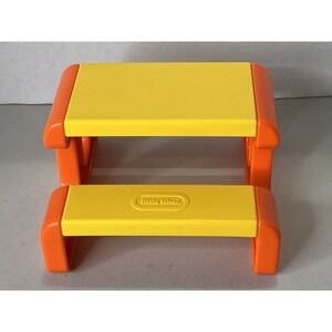 Little Tikes Vintage Dollhouse 5.5" Yellow Orange Picnic Table Furniture
